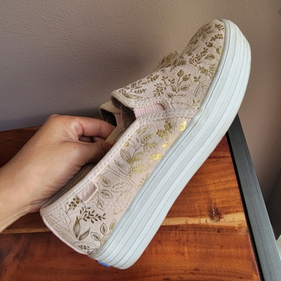 Keds x Rifle Paper Co Pink Floral Platform Slip On Sneaker Shoes Women's Size 5 - Picture 3 of 10